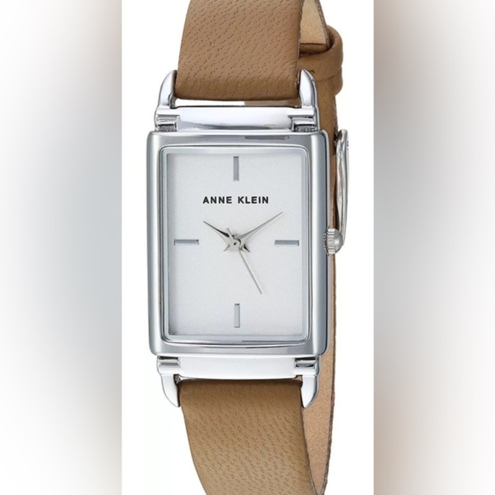 Anne Klein‎ Ladies Rectangular 21mm x 24mm Leather Dress Watch Needs New Battery